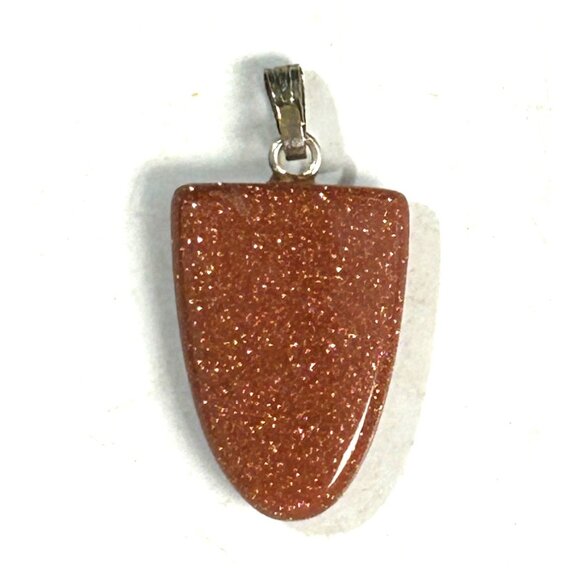 NEW Golden Sandstone Burnt Orange Rust Brown Sparkle Pendant 3/4” x 1/2” inch - Picture 3 of 4